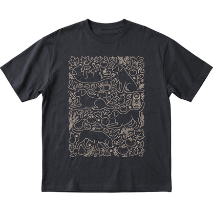 Black Labrador Retriever Fall Leaves shirt laid flat