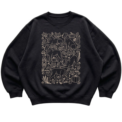 Black Mastiff Fall Leaves shirt laid flat