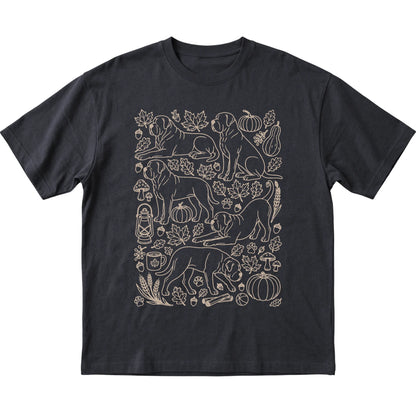 Black Mastiff Fall Leaves shirt laid flat