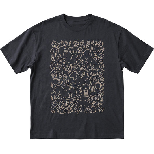 Black Pitbull Fall Leaves shirt laid flat