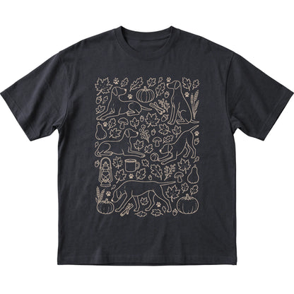 Black Pointer Fall Leaves shirt laid flat