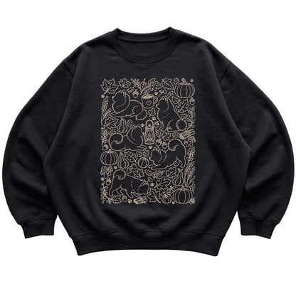 Black Pomeranian Fall Leaves shirt laid flat