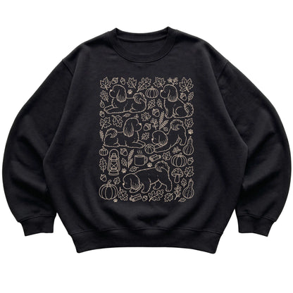 Black Shih Tzu Fall Leaves shirt laid flat