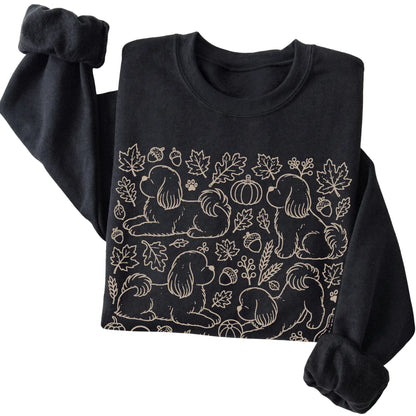 Black Shih Tzu Fall Leaves folded detail view