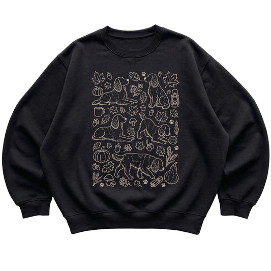 Black Springer Spaniel Fall Leaves shirt laid flat