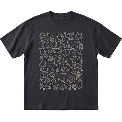 Black Springer Spaniel Fall Leaves shirt laid flat