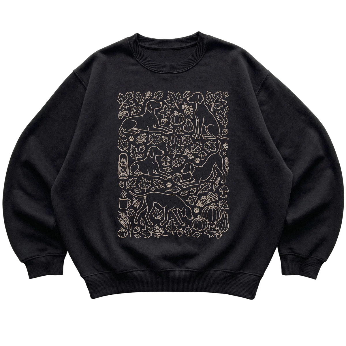 Black Vizsla Fall Leaves shirt laid flat
