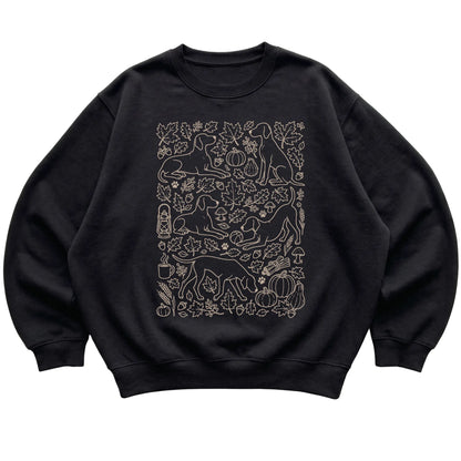 Black Vizsla Fall Leaves shirt laid flat
