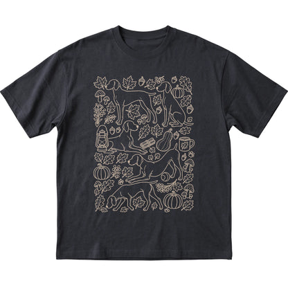 Black Weimaraner Fall Leaves shirt laid flat