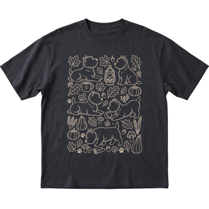 Black Westie Fall Leaves shirt laid flat