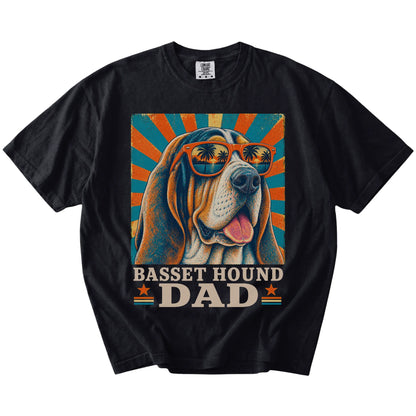 Retro Basset Hound Dad design on a Black Comfort Colors T-shirt