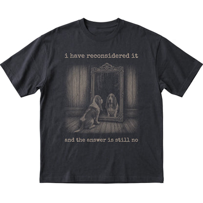 Black Basset Hound The Answer Is Still No T-shirt, flat view