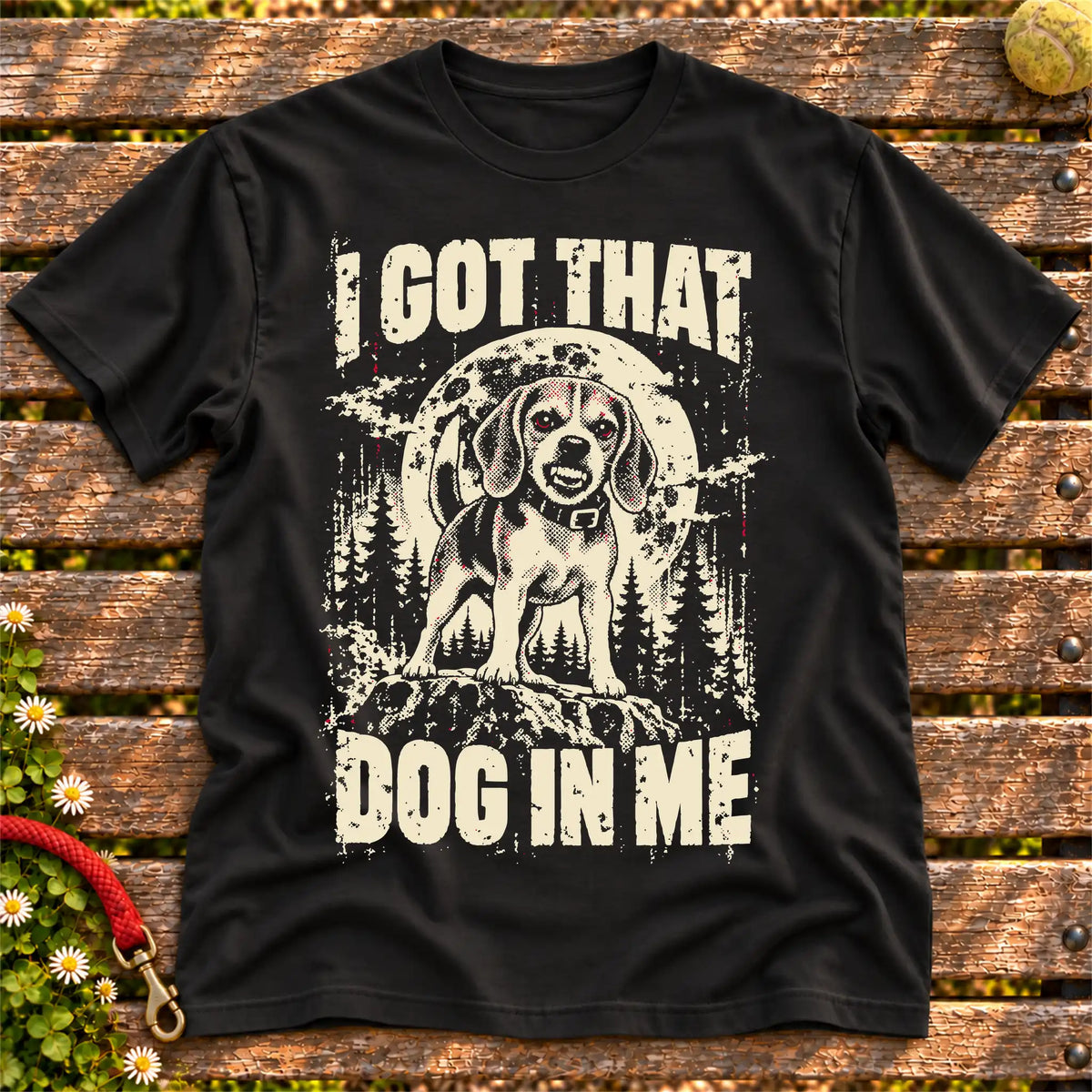 Black Beagle I Got That Dog in Me T-shirt, full garment view