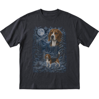 Beagle Forest Moon T-Shirt in Black