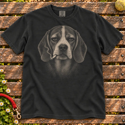 Beagle smoking design on a Black t-shirt