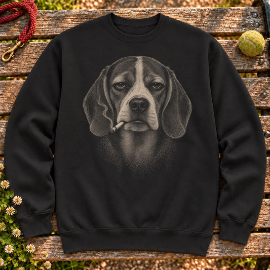Beagle smoking design on a Black sweatshirt