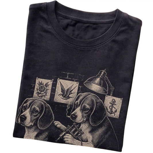 Black Beagle Dog Tattoo Artist folded detail view