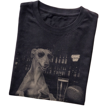 Black Beer and Football Greyhound T-shirt, folded