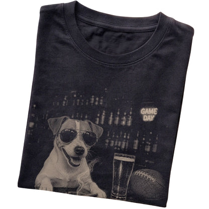 Black Beer and Football Jack Russell T-shirt, folded