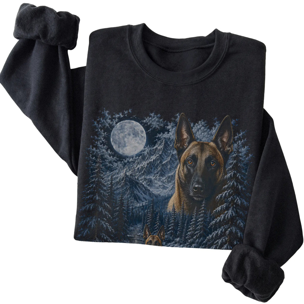 Belgian Malinois Forest Moon Sweatshirt in Black