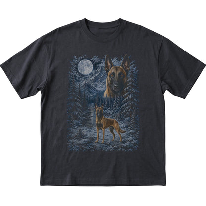 Belgian Malinois Forest Moon T-Shirt in Black