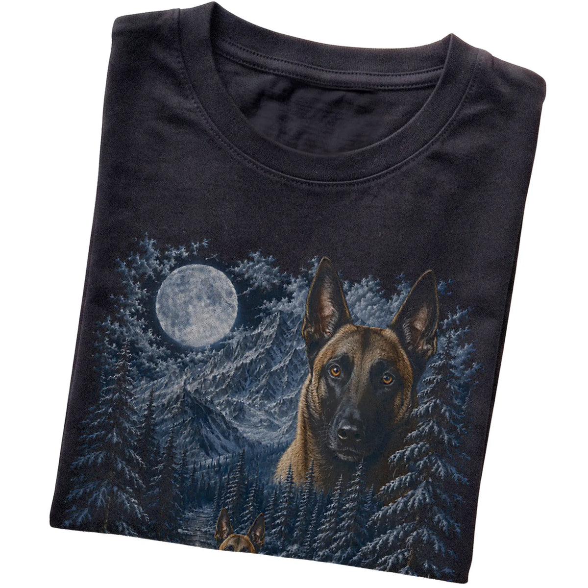 Belgian Malinois Forest Moon T-Shirt in Black