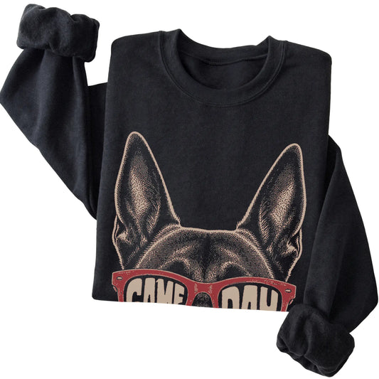 Black Belgian Malinois Game Day Sunglasses sweatshirt, folded