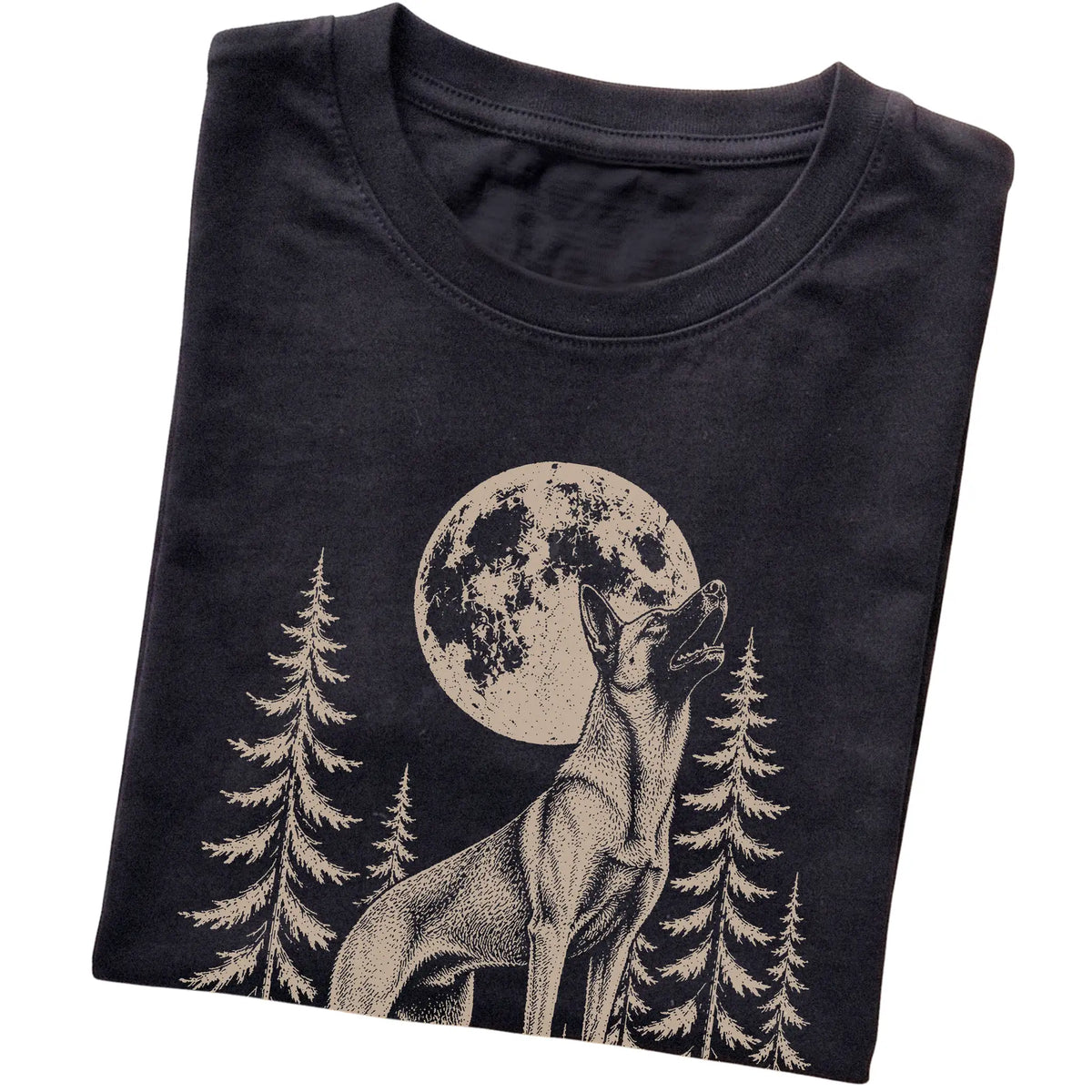 Belgian Malinois Howling at the Moon softstyle T-shirt in Black
