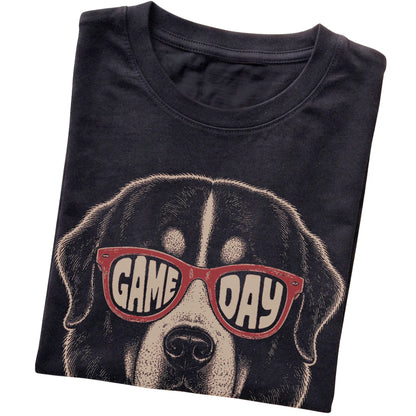 Black Bernese Mountain Dog Game Day Sunglasses T-shirt, folded