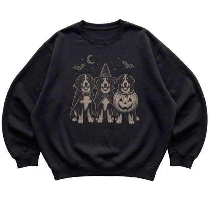 Black Bernese Mountain Dog Halloween Costume sweatshirt, flat view