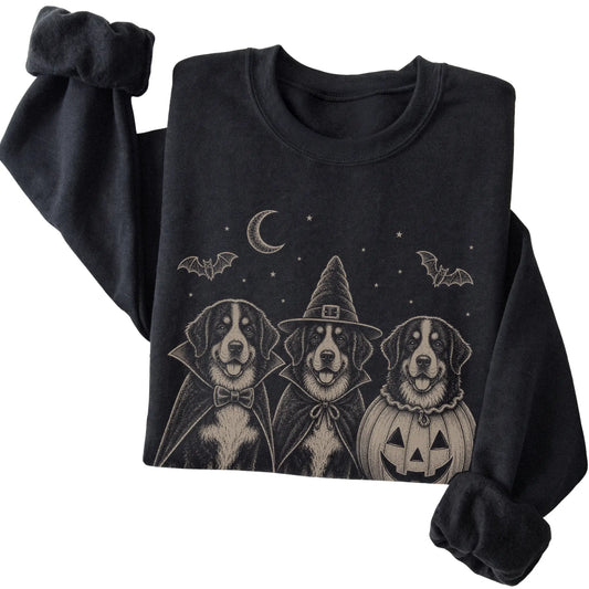 Black Bernese Mountain Dog Halloween Costume sweatshirt, folded view