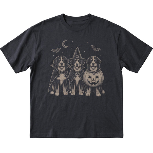 Black Bernese Mountain Dog Halloween Costume T-shirt, flat view