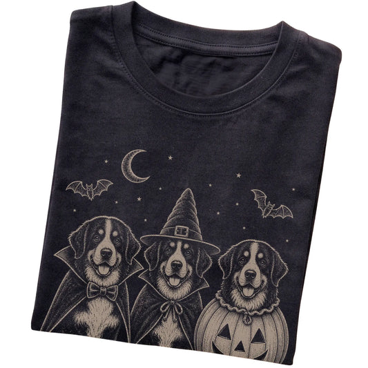 Black Bernese Mountain Dog Halloween Costume T-shirt, folded view