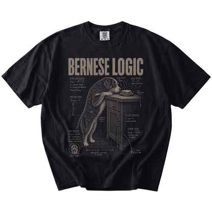Black Bernese Mountain Dog Logic t-shirt laid flat