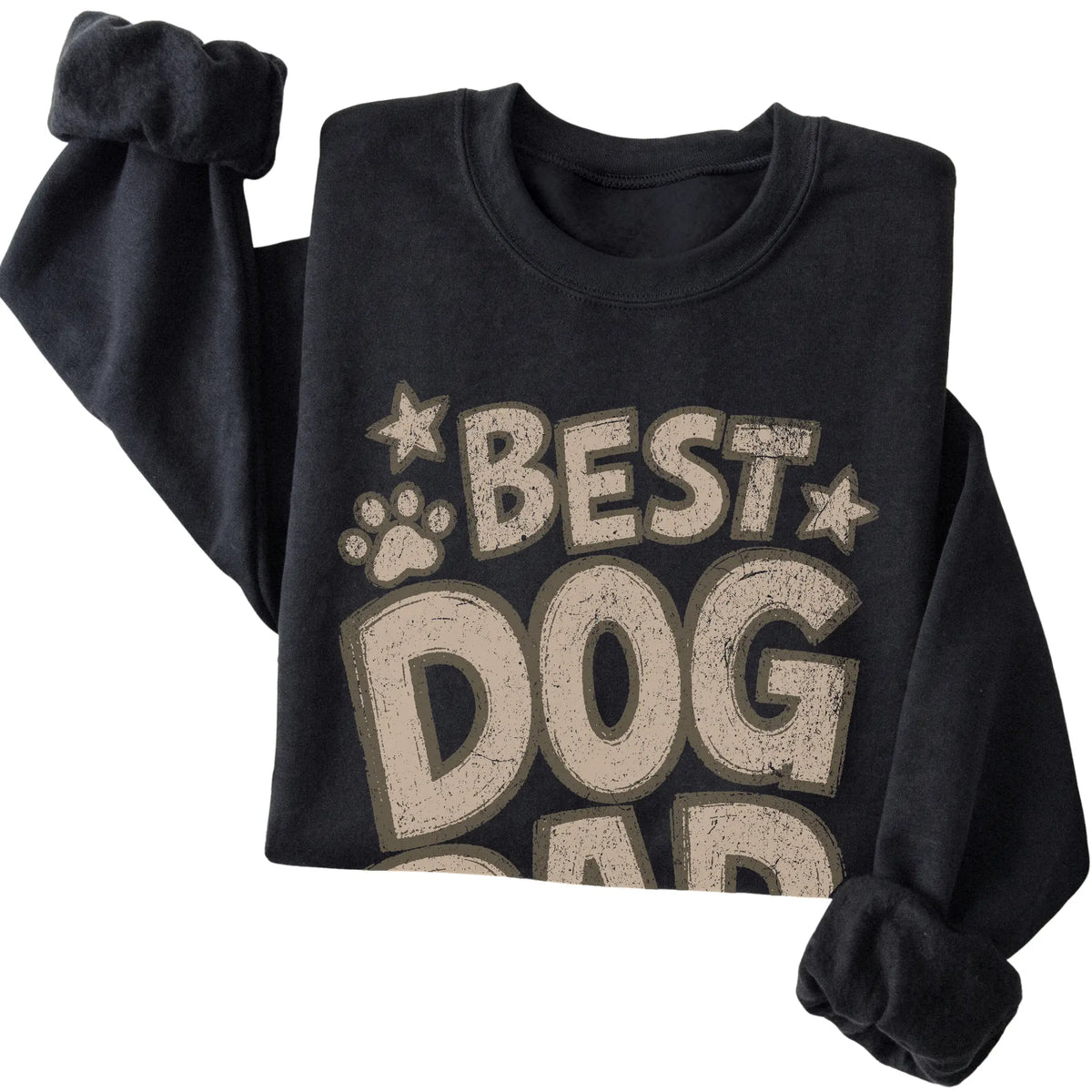 Black Best Dog Dad Ever folded detail