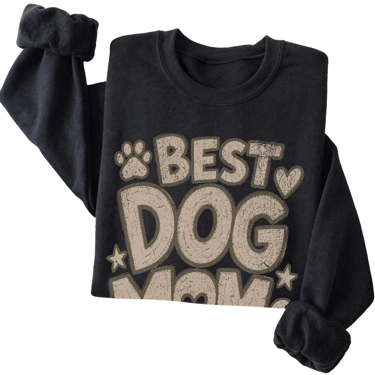 Black Best Dog Mom Ever folded detail