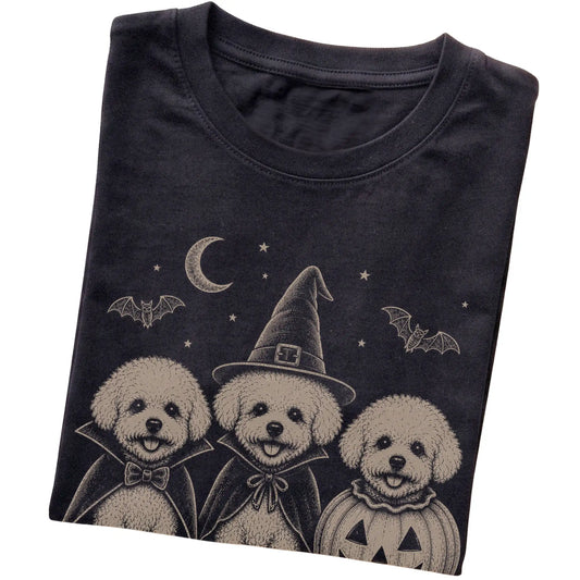 Black Bichon Frise Halloween Costume T-shirt, folded view