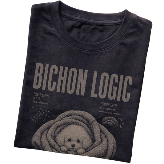 Black Bichon Frise Logic T-Shirt folded detail