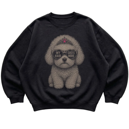 Black Bichon Frise My Hair Costs More T-Shirt laid flat