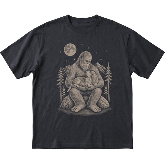 Bigfoot and Basset Hound T-Shirt in Black
