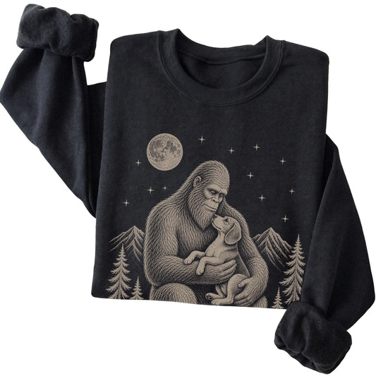 Folded Bigfoot and Beagle Sweatshirt in Black