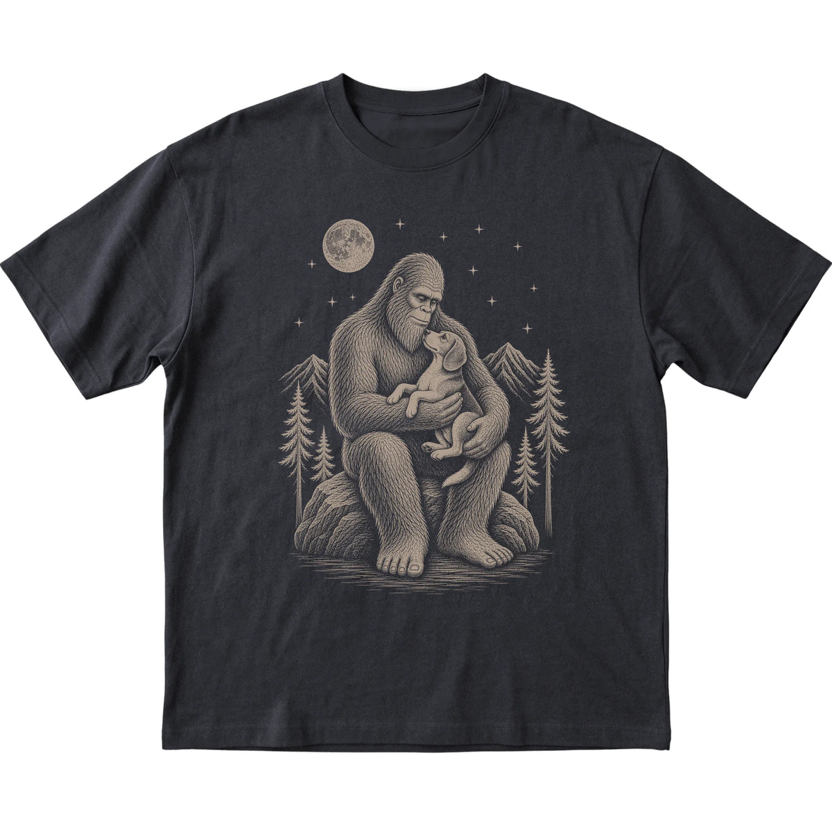 Bigfoot and Beagle T-Shirt in Black