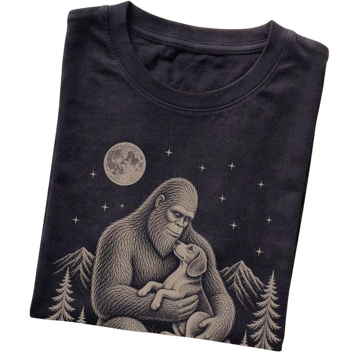 Folded Bigfoot and Beagle T-Shirt in Black