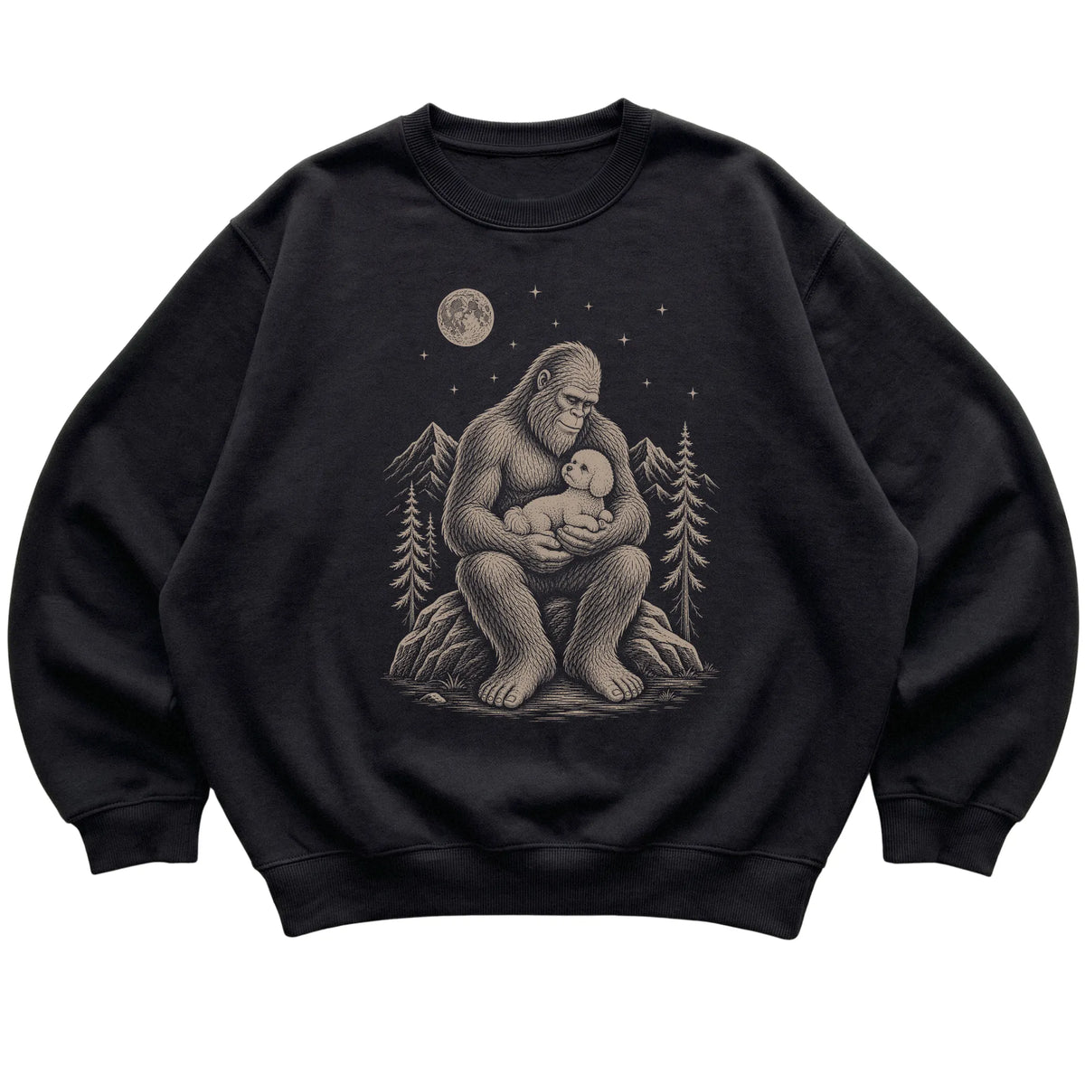 Bigfoot and Bichon Frise Sweatshirt in Black