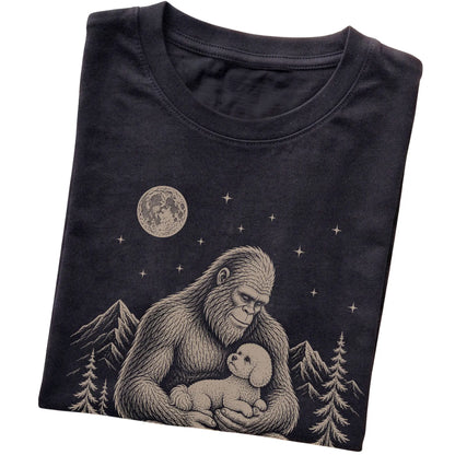 Folded Bigfoot and Bichon Frise T-Shirt in Black