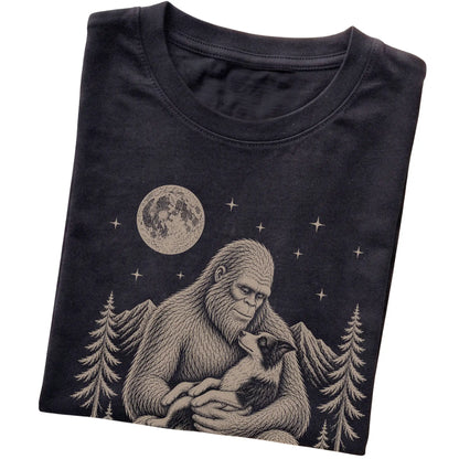 Folded Bigfoot and Border Collie T-Shirt in Black