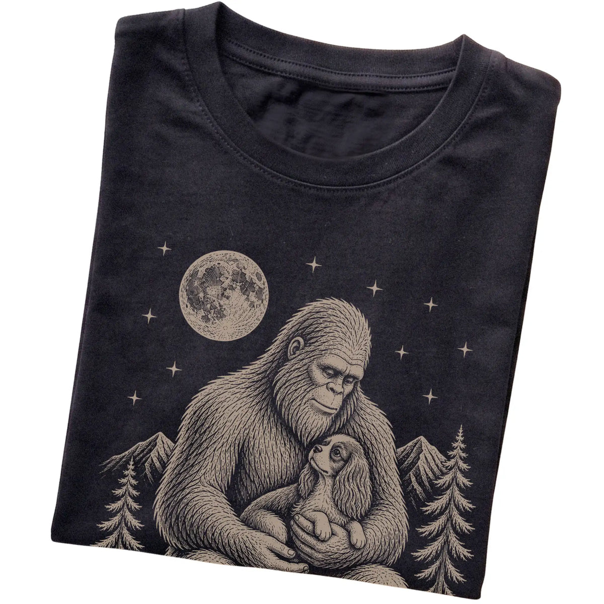 Folded Bigfoot and Cavalier T-Shirt in Black