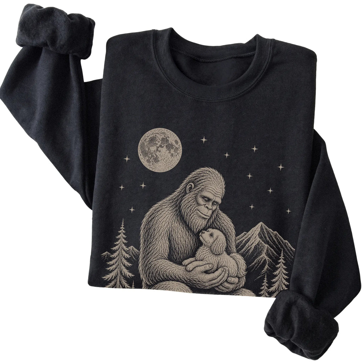Folded Bigfoot and Havanese Sweatshirt in Black