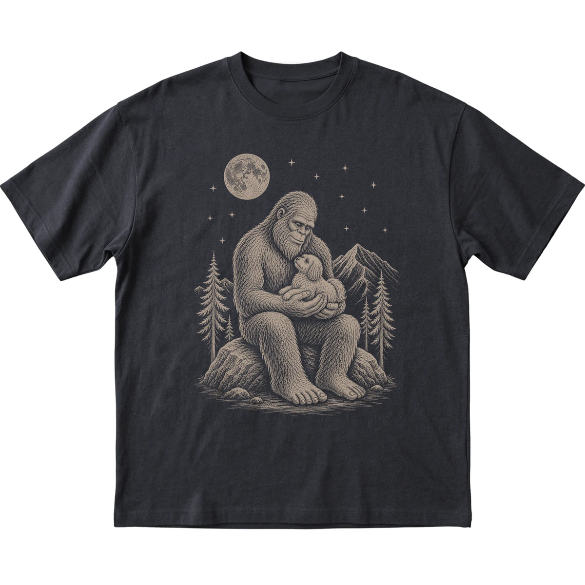 Bigfoot and Havanese T-Shirt in Black