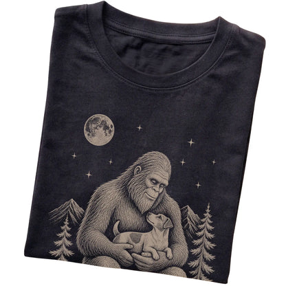 Folded Bigfoot and Jack Russell T-Shirt in Black
